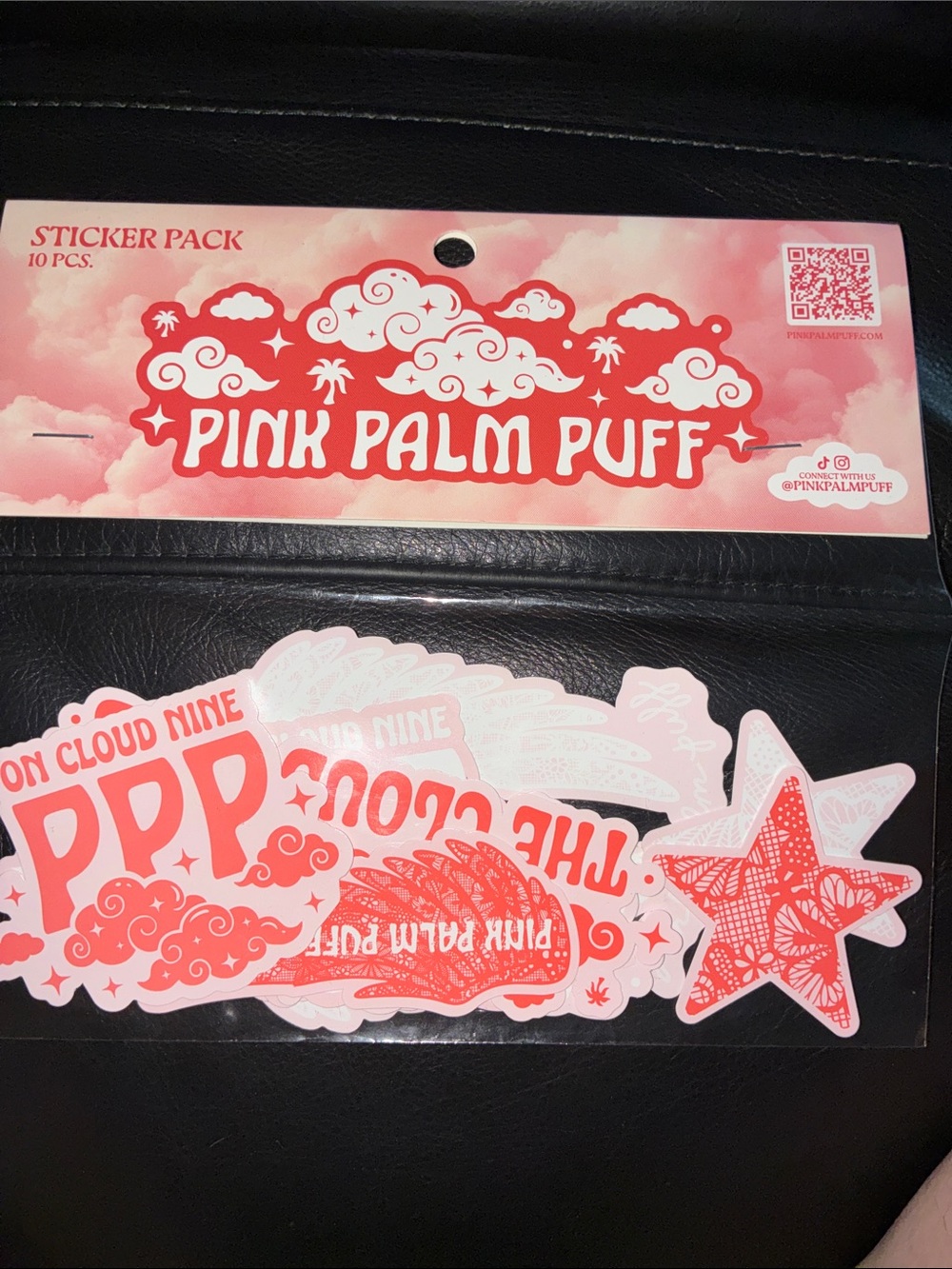 Pink Palm Puff Sticker Pack - Pink/White Lace Cloud Designs